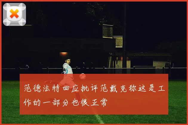 范德法特回应批评范戴克称这是工作的一部分也很正常